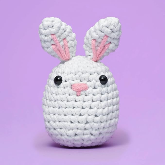 The Woobles Amigurumi Crochet Kit for Beginners (JoJo the Bunny) | As seen on Shark Tank, Kit includes: Easy Peasy Yarn, pre-started piece, hook, safety eyes, stuffing, video tutorials