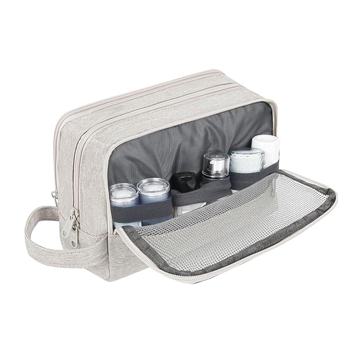 WANDF Travel Toiletry Bag for Men, Small Dopp Kit for Toiletries | Water-Resistant Fabric, Travel Bag for Toiletries, Compact Storage, Shaving Accessories, Weekend Trips