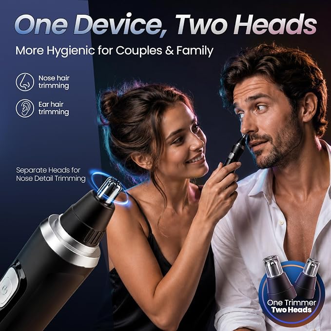 Ear and Nose Hair Trimmer for Men & Women,2026 Painless USB Rechargeable Eyebrow & Facial & Nose Hair Trimmer Clipper with LED Display for Easy Cleansing Travel Size (Black)