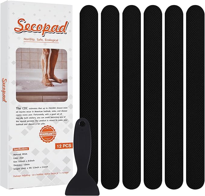 Anti Slip Shower Stickers, Safety Bathtub Strips Adhesive Decals with Premium Scraper for Bath Tub Shower Stairs Ladders Boats