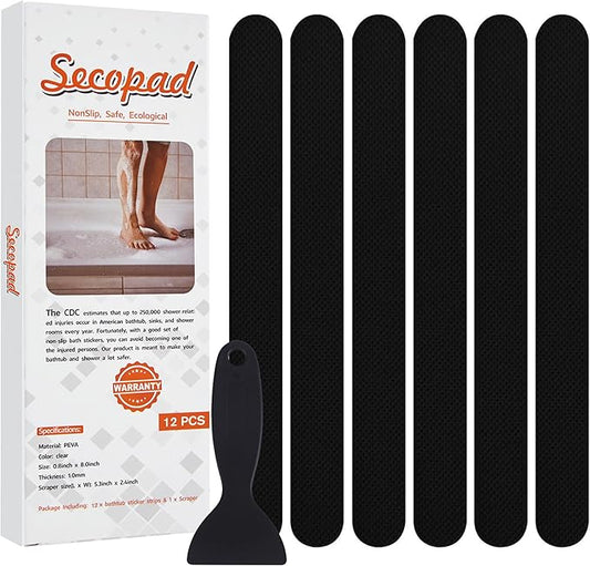 Anti Slip Shower Stickers, Safety Bathtub Strips Adhesive Decals with Premium Scraper for Bath Tub Shower Stairs Ladders Boats