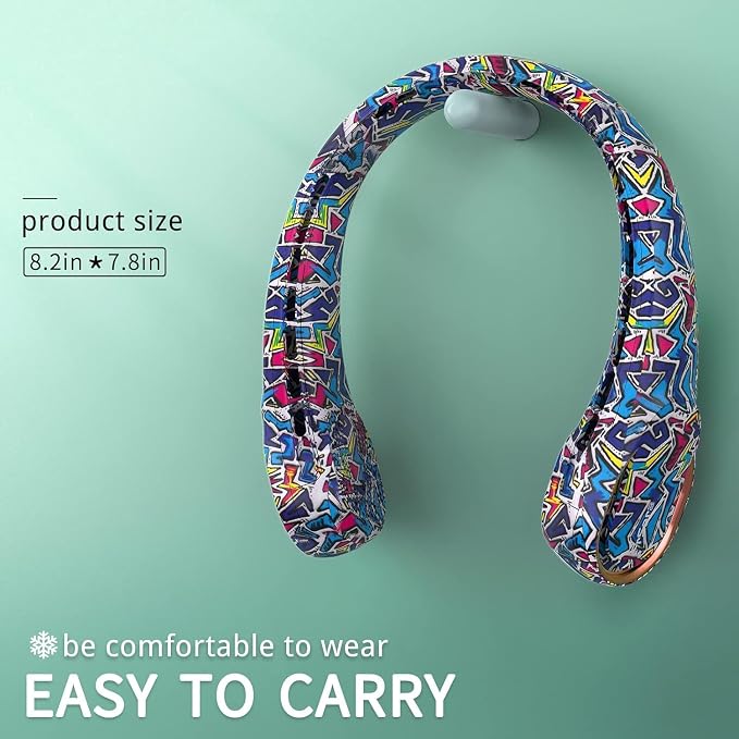 FrSara Bladeless Neck Fans Portable Rechargable, Adjustable, 360° Cooling | Super Quiet, No Blade Fan Design, No Hair Twisting, Even Air Volume On Both Sides, Non-Slip, Short Charging, Long Use Time