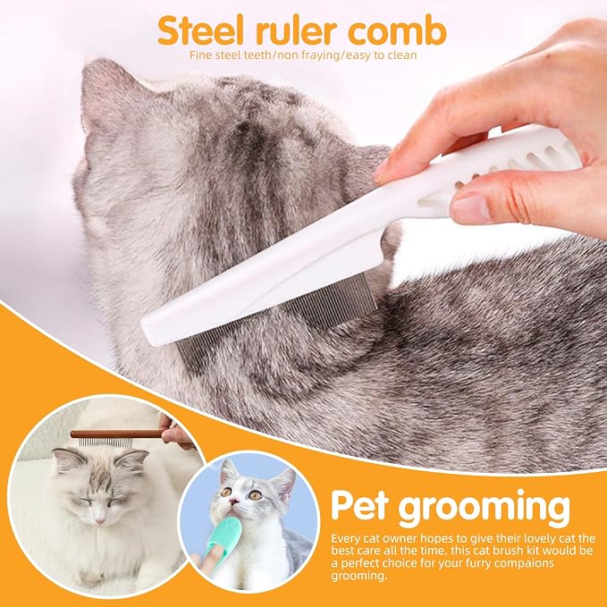 Aglads 12 in 1 Pet Grooming Kit, Dog Grooming Supplies with Self Cleaning Slicker Brush, Dematting Comb, Safety Nail Clippers, for Small Medium Large Dogs Cats Rabbits Long Short Curly Hair(12, blue)