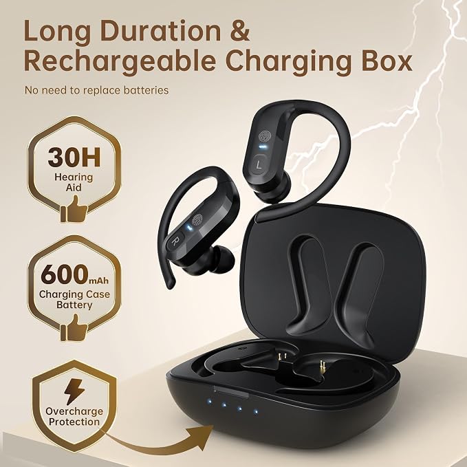 Hearing Aids, Hearing Aid Rechargeable, Hearing Aid for Adults Seniors - Hearing Aid with Portable Charging Case, 5-Level Volume Control - Comfortable Fit