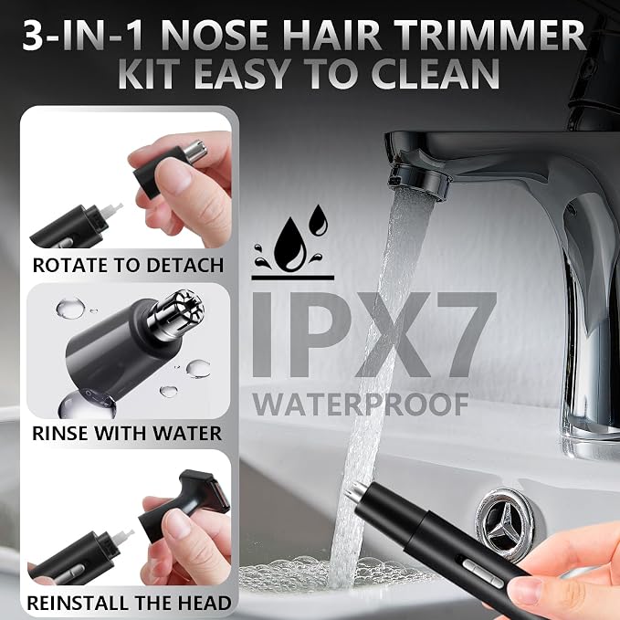 Nose Hair Trimmer for Men Women-2026 All-in-1 Professional Use for Nose Ear Hair Trimmers Clipper Pro-14,000RPM Motor,2 hrs Rechargeable Hair Trimmer Set with Dual Edge Blades,Black
