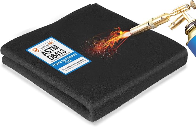 WISSCOOL 10MM Thick 40x40 Inch Fireproof Welding Blanket, 10mm Thickened Pad Fire Resistant Carbon Felt Cloth Flame Retardant Fabric Protector Pad for Soldering Firepit Smoker