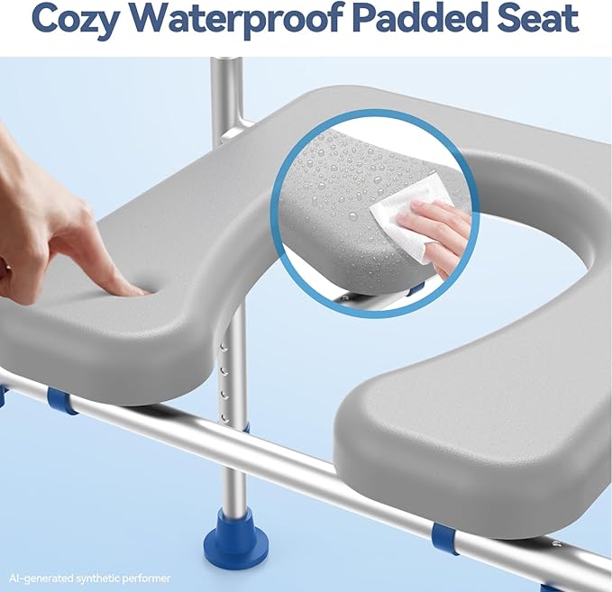 Loyoda Raised Toilet Seat Risers with Handles, Height and Width Adjustment | Soft Padded Elevated Toilet Seat for Elderly & Disabled Adults, Supports 500 LBS, Universal Toilet Fit, FSA/HSA Eligible