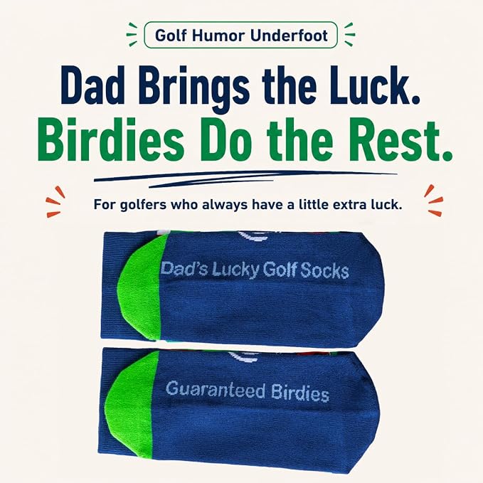 Funny Golf Gifts Socks for Men, Golf Accessories, Size 8-13 Gift Box & Card | Golf gifts for men, soft breathable crew socks, funny gift idea for birthdays, holidays, coworkers, husbands, or golf lovers