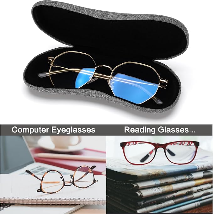 Vemiss Hard Shell Sunglasses Case, Large Linen Fabric Protective Glasses Case for Men Women