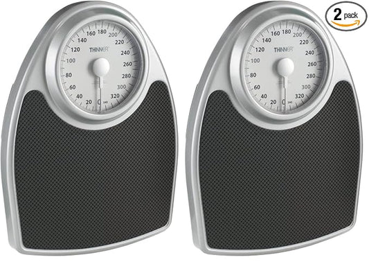 Thinner by Conair Scale for Body Weight, Analog Bathroom Scale in Black (Pack of 2)