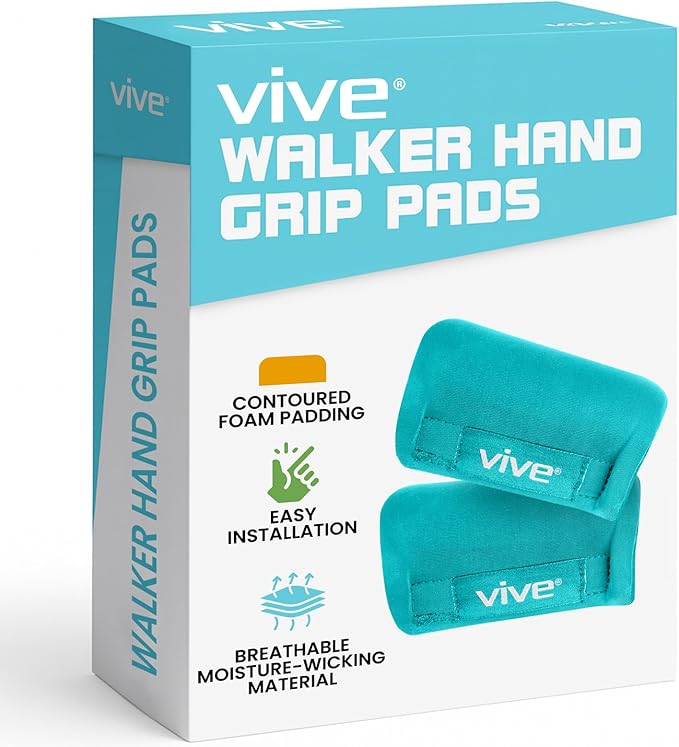 Vive Walker Handle Cushions - Padded Hand Covers - Soft Cushion Padding Medical for Folding Rolling Wheelchair, Rollator Handle, Senior, Elderly Grippers - Crutch Handle Pad Grips - Mobility Aid