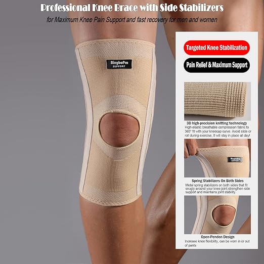 Professional Knee Brace With Stabilizer For Men Women,Compression Knee Sleeve Support Brace for Pain Relief, Fast Recovery,Meniscus Tear,ACL,MCL,Arthritis,Running,Sport Protection