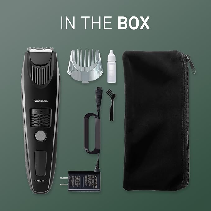 Panasonic Beard Trimmer for Men Cordless Precision Power Hair Clipper with Comb Attachment, 19 Adjustable Settings, Washable, ER-SB40-K, 0.5-10 mm Lengths
