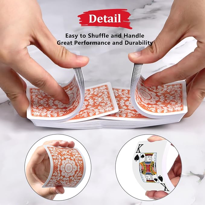 Playing Cards,Deck of Cards,Playing Card 2 Pack,Poker Cards Set,Jumbo Large Print Playing Cards for Adults Seniors,Card Games for Family Game Night Party (Green and Orange)