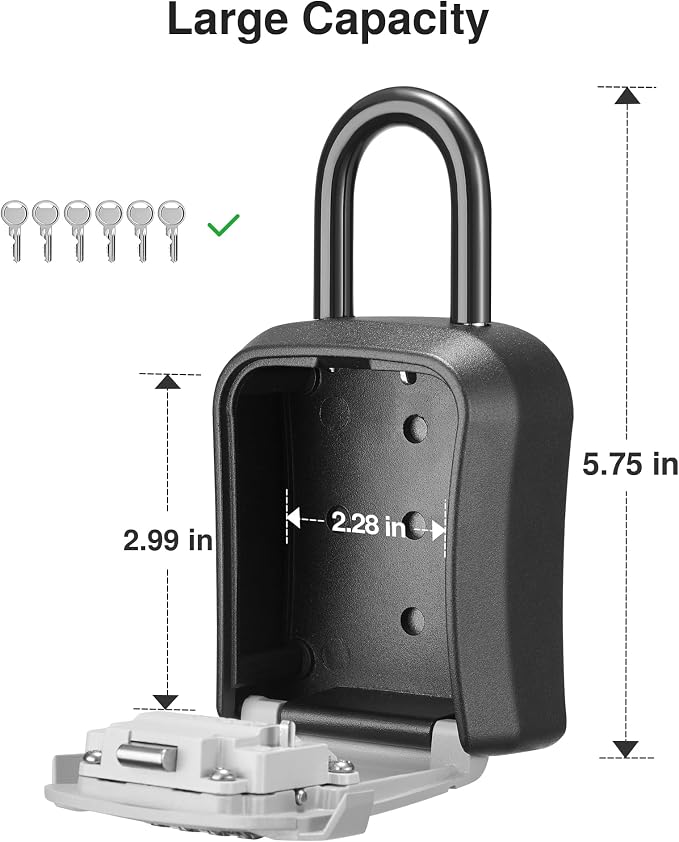 Puroma Lock Box, Key Lock Box Wall Mount & Portable Combination Lockbox with Resettable Code, Security Lockbox for Outside House Keys, Apartment Realtors Spare Keys Storage (4 Pack, Gray)