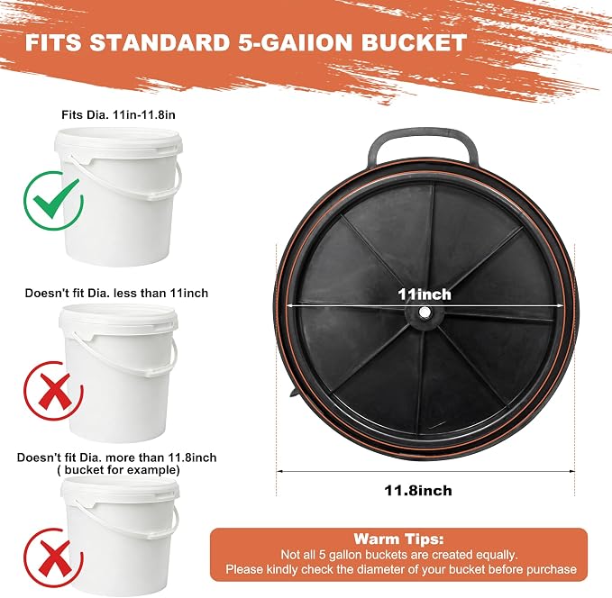 MDSTOP 5 Gallon Bucket Seat with 3" Thick Seat Foam Cushion, Waterproof 360°Swivel Bucket Lid Seat, Silent Bucket Seats for Duck Dove Hunting, Ice Fishing, Baseball, Camping, Gardening