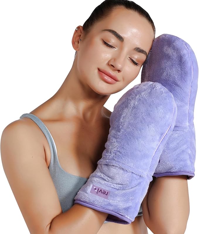 REVIX Microwavable Heating Mittens for Hand and Fingers, Heated Hands Mitts Warmers 1 Pair, Unscented Hand Muff