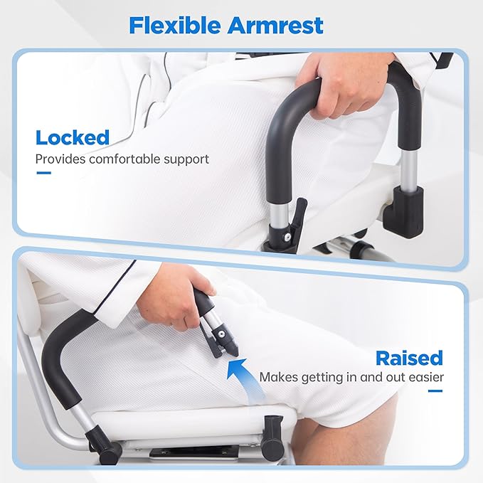 FSA/HSA Eligible Sliding Shower Chair Tub Transfer Bench with Swivel Seat, Rotating Shower Bench for Bathtub with Pivoting Armrests and Backrest for Elderly and Disabled