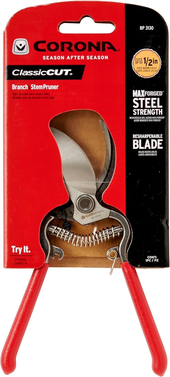 Corona Tools ClassicCUT Forged Bypass Hand Pruner – 1/2-inch Cut Capacity Heavy-Duty Garden Hand Pruner for Tree, Shrub & Plant Trimming, Precision Cutting Pruning Tool