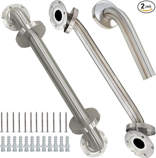 2 Pack Grab Bars for Bathroom, 24 Inch Chrome Stainless Steel Shower Grab Bar, 304 Stainless Steel Safety Grab Bar for Bathtubs and Showers, 500lbs Support Shower Bar for Seniors for Christmas Gifts