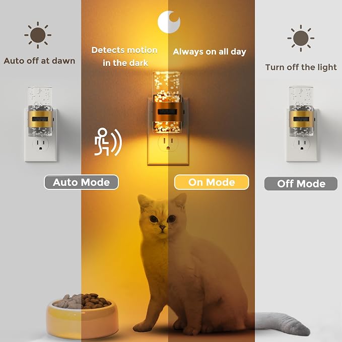 L LOHAS LED Motion Sensor Night Light, 2 Pack Bubble Night Light | 3CCT Color Temperature Change Night Lights Plug into Wall, Dimmable Nightlights, Dusk to Dawn Sensor, Rooms Bathroom Hallway