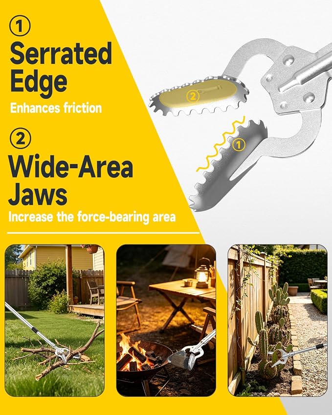 Grabber Reacher Tool, 53.5" Heavy-Duty Trash Picker with Dual Handles | Aluminum Alloy Grabber Tool | Strong Grip Design | Picks Up Trash, Branches & Firewood