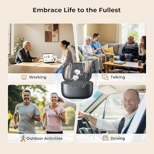 Hearing Aids for Seniors, OTC Hearing Aids for People with Hearing Loss, 100Hrs Long Battery Life, Upgraded 16-Channel Chip for Superior Sound Quality, RIE Design for Comfortable Wearing