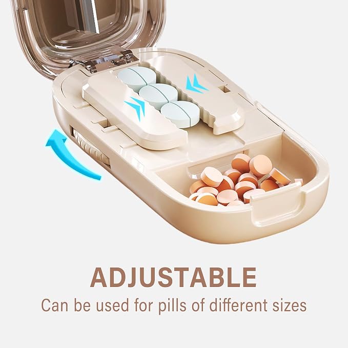 DUBSTAR Pill Cutter Splitter for Cutting Multiple Pills, Pill Cutter Splitter for Small and Tiny Pills (Clear Beige)