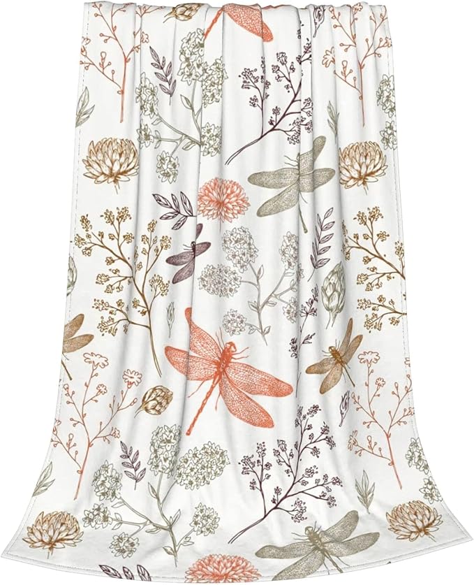 Dragonfly Baby Blanket 30x40 Inches - Super Soft Flannel Throw for Nursery & Strollers - Cute Dragonfly Gifts for Women New Moms - Lightweight Fleece Blankets for Toddlers & Infants