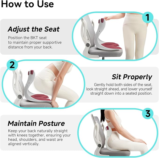 BKT Ergonomic Seat Cushion - Lumbar Support Pillow for Office Chair & Floor | Premium upgraded materials for long sitting. Comfort for students, nursing mothers, office workers and outdoor fishing trips