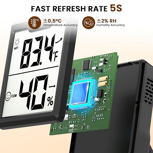 DOQAUS 3 Pieces Digital Hygrometer Indoor Thermometer Humidity Meter, Black | Accurate Temperature and Humidity Monitor for House, Baby Room, Greenhouse, Incubator - Battery Included