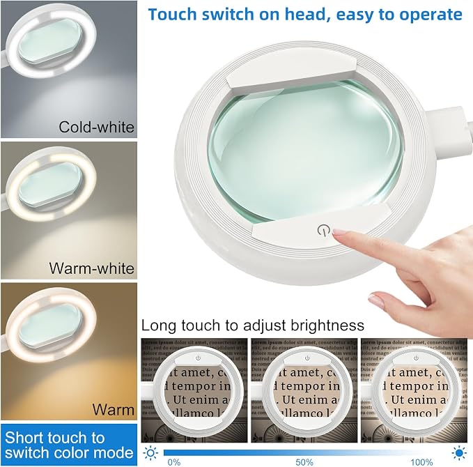 10X Large Floor Magnifying Glass with Light and Stand, Floor Magnifying Lamp 56 LED Flexible Gooseneck,Hands Free Lighted Magnifiers for Close Work, Sewing,Reading,Repair Craft