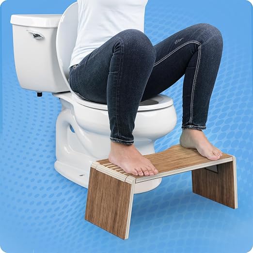 Squatty Potty Oslo Teak Folding Toilet Stool – Compact, Stylish, and Space-Saving Design for Better Bathroom Posture, Durable Teak, No Assembly Required