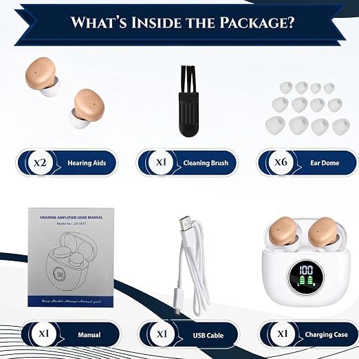 Hearing Aids, Rechargeable Hearing Aids for Seniors, Portable Hearing Amplifiers with Noise Cancelling and Volume Control, Digital Hearing Assist Devices with A Travel Charging Box (B1)