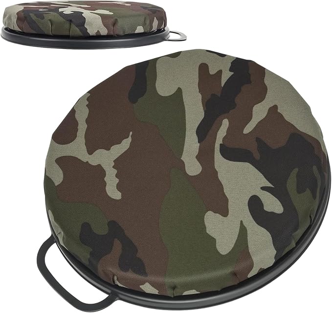 Thickened 5 Gallon Bucket Seat Lid 360 Degree Swivel Bucket Lid with Padded Top 3.74 Inch Thick Spin Ice Fishing Seat Cushion for Hunting Fishing Gardening Camping (Camouflage)
