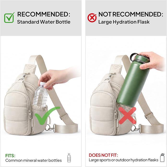 TOPEAST Sling Bag for Women, Anti-Theft Crossbody Bag with RFID Blocking & Small Water Bottle Holder for Travel
