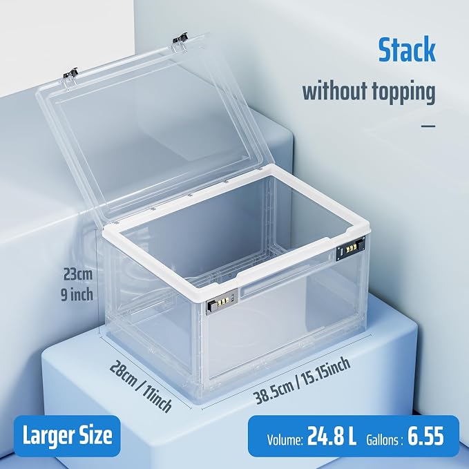 Lock Box with Locker,Lockbox for Office,School,Home Personal Items Safe,Medicine Lockable Cabinet,Food Snacks Container,Files Documents Organizer,Kids Proof Prize Box (Clear)