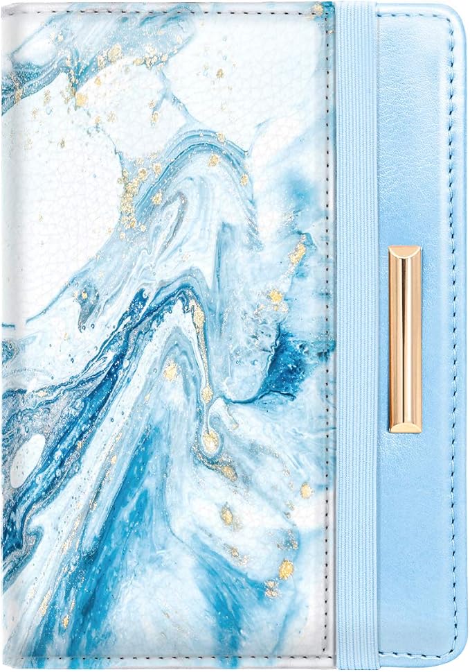 Coco Rossi Passport Holder for Travel Women Slim RFID Passport Cover Wallet | Travel Essentials, Passport Book Holders, Passport Wallet Cover Case, PU Leather, Cute, Thin, Spliced Design, Blue Marble