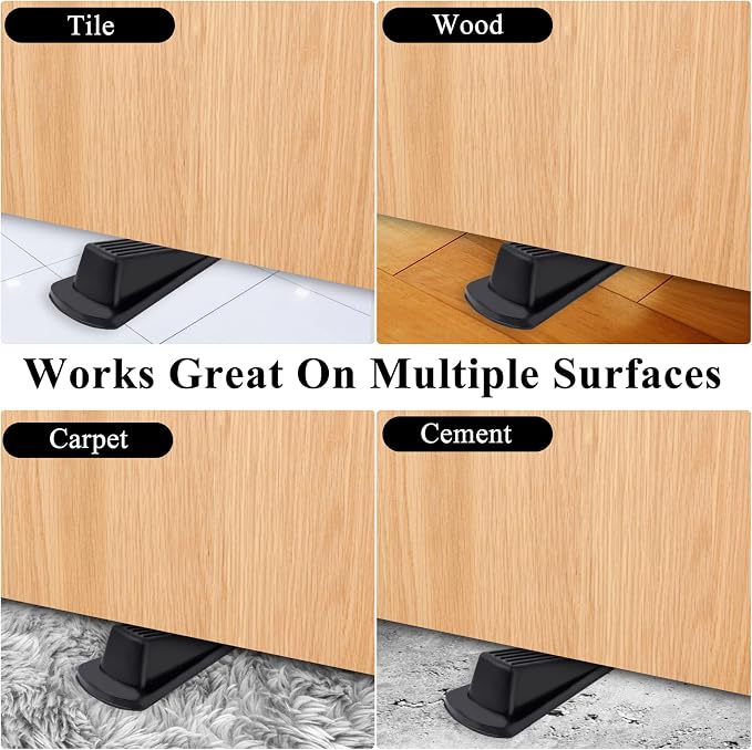 8 Pack Door Stoppers for Bottom of Door, 4.8x2.2x1.3in Door Stops, Rubber Door Stopper Wedge, Sturdy Stackable Door Stops for Floor