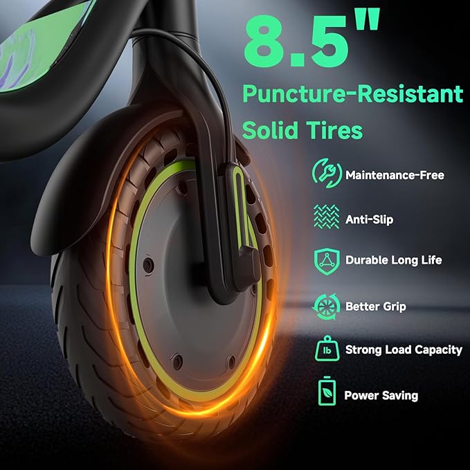 VOLPAM Electric Scooter, 350W/500W Powerful Motor, 8.5"/10" Solid Tires, 19/22Mph, 28/23/21/16 Miles Max Range, Dual Braking
