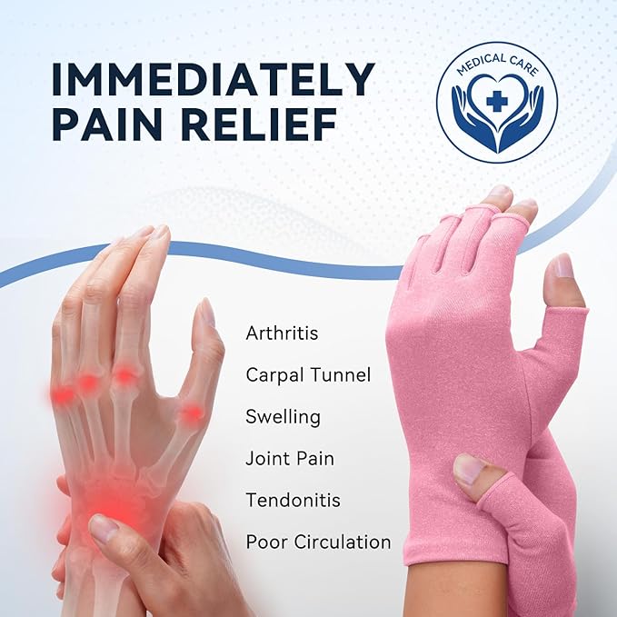 Duerer Arthritis Gloves Women Men, Carpal Tunnel, Rheumatiod, Tendonitis, Fingerless Hand Thumb Compression Gloves
