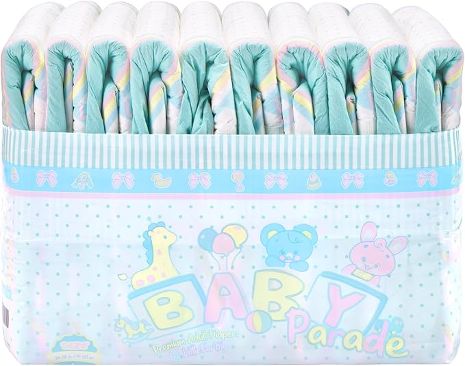 Littleforbig Adjustable Hook-and-Loop Fastener Closure Adult Printed Cloth Back Diaper 10 Pieces - Baby Parade (Large 36"-48")