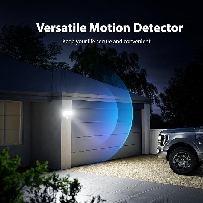 Onforu 2 Pack 75W LED Motion Sensor Outdoor Lights, 7000LM Dusk to Dawn Outdoor Lighting, 6500K Motion Detector Flood Light, IP65 Waterproof Hardwired LED Security Light for Yard Garage(White)