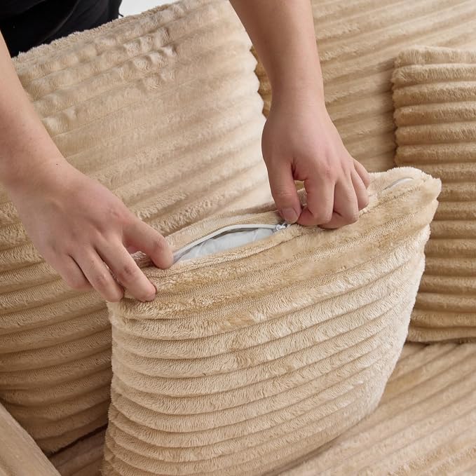 VINGLI Floating Chaise Lounge Chair with LED Light, Cloud Couch with Pillow Armrests, Acrylic Legs, High Density Foam Lounge Sofa, Modern Upholstered Chaise Chair for Living Room, Bedroom, Apartment