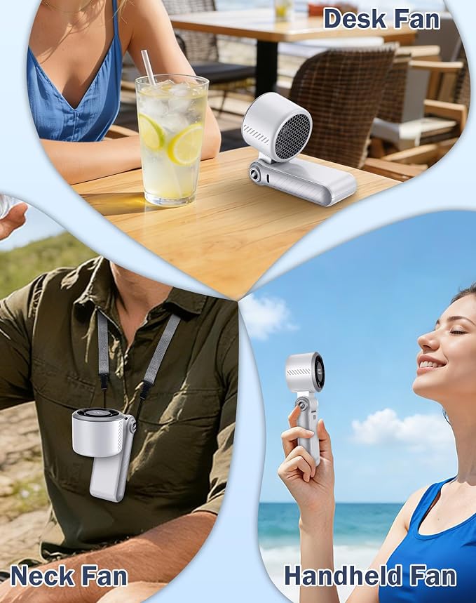 Portable High-Speed Handheld Fan with LED Display, [Smart Power & Wind Control], 4000mAh Rechargeable Mini Personal Fan, 5 Speeds, Quiet USB Travel Fan for Outdoor, Commuting