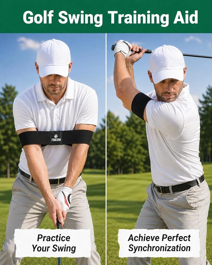 Golf Arm Band Training Aid for Swing Connection, Arm Connection Golf Trainer for Better Tempo, Ball Striking & Consistency, Easy Golf Swing Training Aid for Indoor Practice, Golf Gift for Golfers