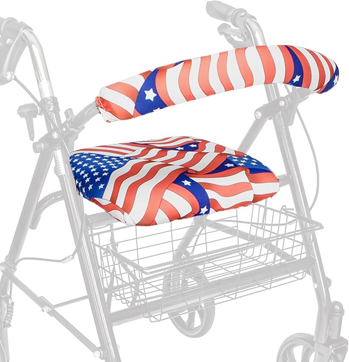 Top Glides Stars & Stripes Universal Rollator Walker Seat and Backrest Covers (Patriotic)