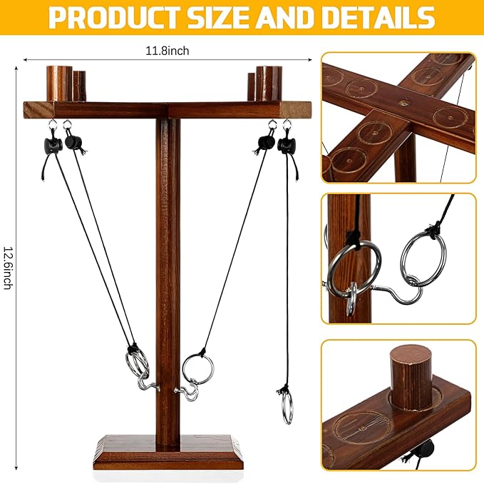 Hook and Ring Game Large Ring Toss Game for Adults Family Party Bar Indoor Outdoor Homes Yard Multiplayer Play Patio Decor