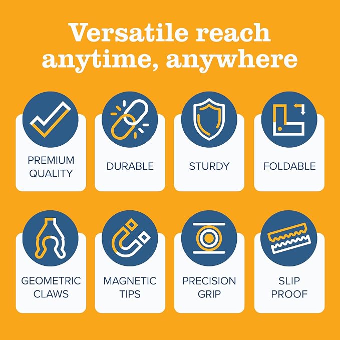 New 2026 EZPIK Pro 46" Foldable Grabber Reacher Tool for Seniors - Grabbers for Elderly Reaching Tool Heavy Duty Pickup Trash Picker Upper Equipment - Claw Grabber Stick for Reaching Aids