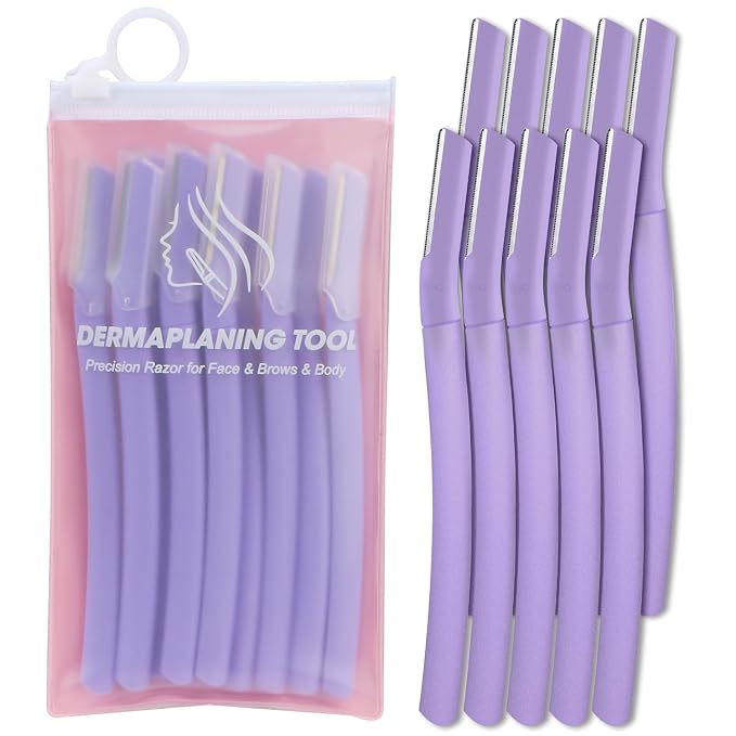 Dermaplane Razor for Women, Facial Razor, Peach Fuzz Remover, Wisteriar | Disposable Dermaplaning Tool for Facial Hair Removal & Exfoliation, Microblade Design, Easy Replacement for Home & Travel